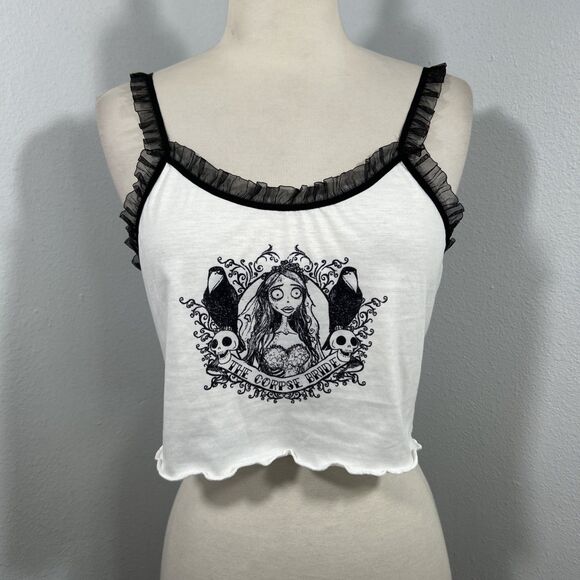 ROMWE Tops - Romwe Crop Tank Top Womens M The Corpse Bride Feminine Fairycore Y2K